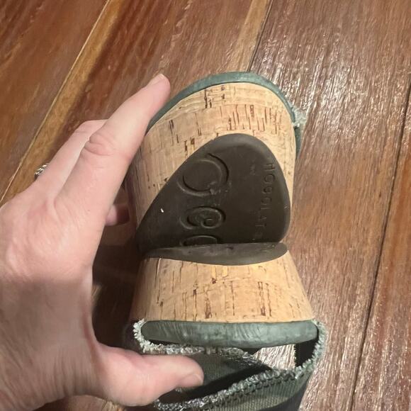 Chocolat Blu Camo Wild Two Strap Criss Cross Wedge Sandal Shoe Size 6 - Picture 3 of 8